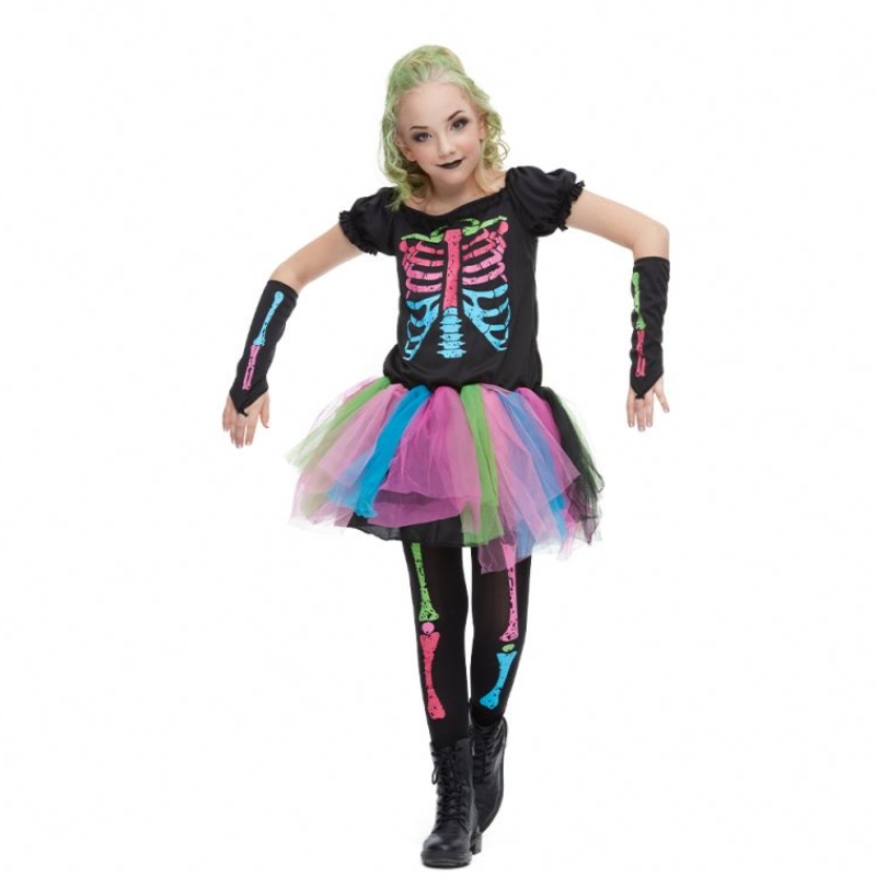 2021 Costum de fată pentru sosirenouă Costum de os punky Punky Punky Costum de Halloween pentru copii