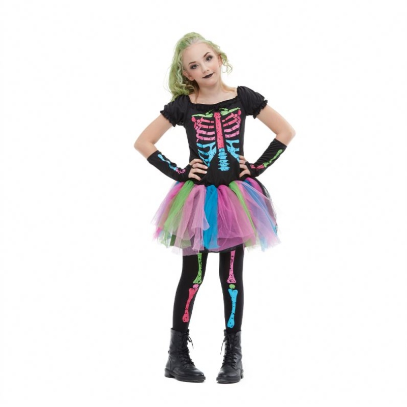 2021 Costum de fată pentru sosirenouă Costum de os punky Punky Punky Costum de Halloween pentru copii