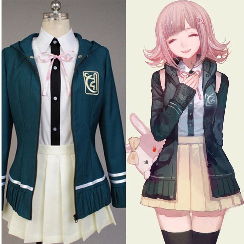 Elevii de liceu uniform Anime Danganronpa Nanami Chiaki Cosplay Costum cu mâneci lungi Fustă Loli Fustă Loli