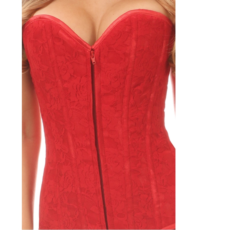 CORSET DE OVERBUST DIN LACE ROSU