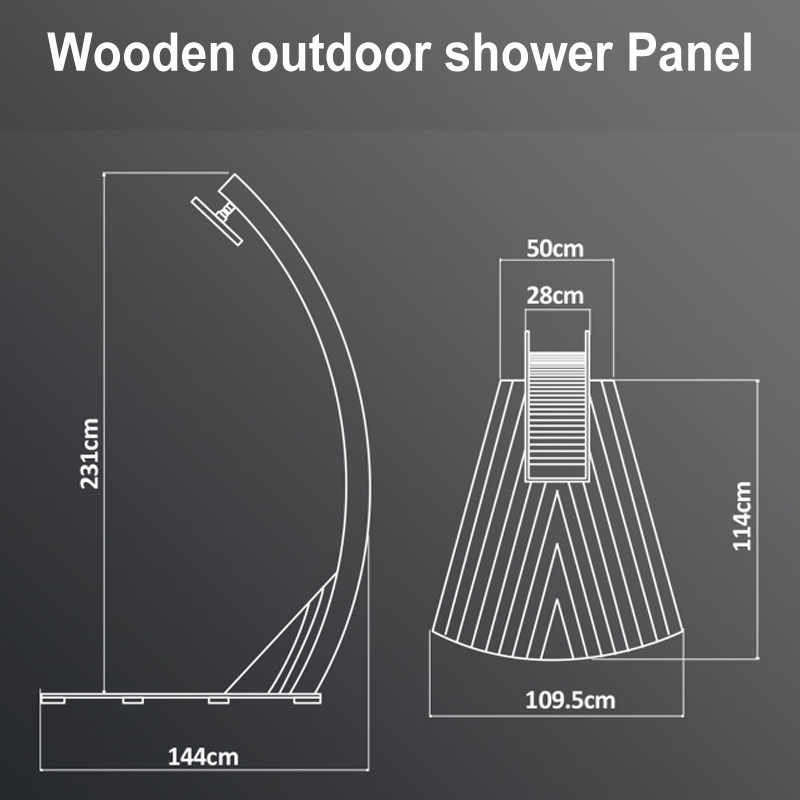 Panou de duș exterior CF5002, Panou de duș exterior din lemn, Panou de duș de grădină, Duș liber în picioare