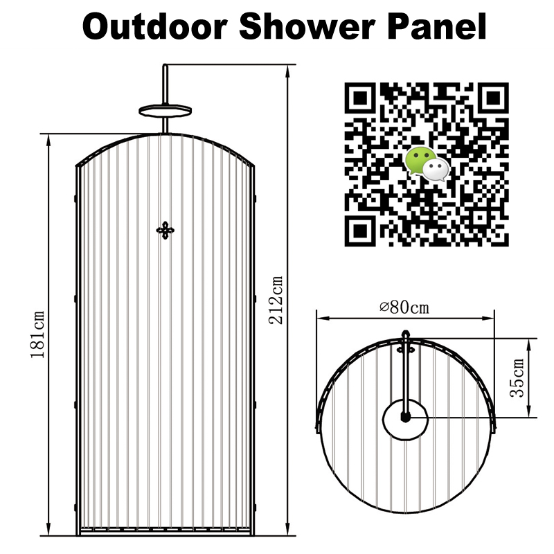 Panou de duș exterior CF5007, Panou de duș exterior din lemn, Panou de duș de grădină, Duș liber în picioare