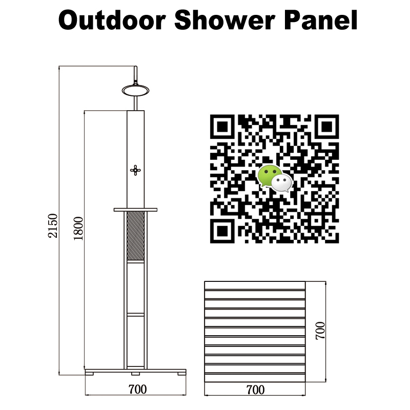 Panou de duș exterior CF5010, Panou de duș exterior din lemn, Panou de duș de grădină, Duș liber în picioare
