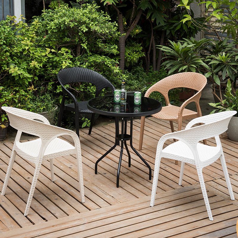 PP rattan stil scaune cafenea mobilier exterior gradina scaun din plastic rasina scaune de gradina din plastic