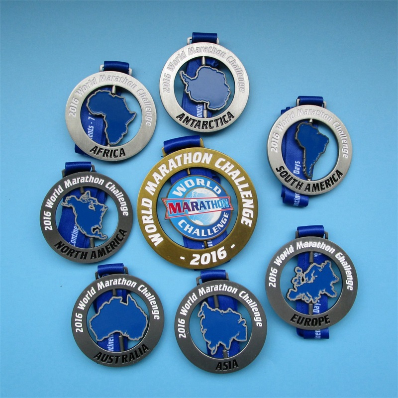 Email moale argintiu metal colorat hartă jigsaw mondial maraton medalii combinate