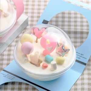 Hot Sale Hot Mousse Cake Ball Packaging Cutie, Contrainer de ambalare a produselor de produse de patiserie rotunde cu mânecă de hârtie pentru tort pentru mousse