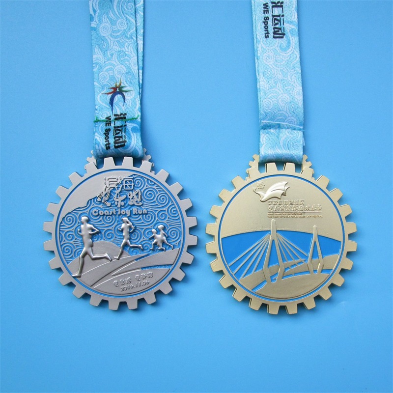 Gear Design Race Award 3D Metal Metal Medalii de Aur Medalie sportivă personalizată