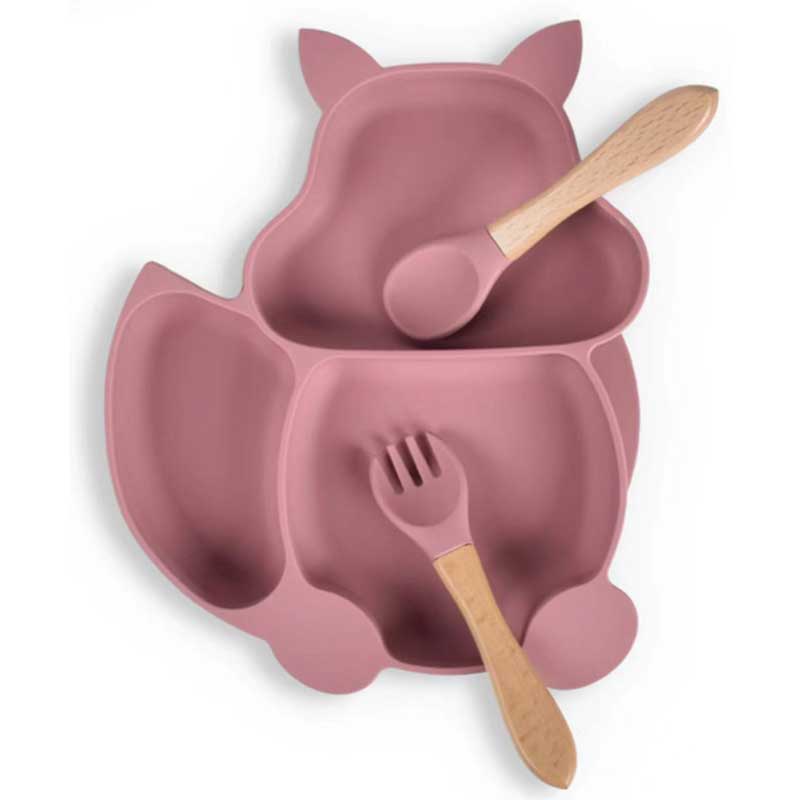 Supliment de tacâmuri pentru copii Divizate Squirrel Divided Copiii Supliment de tacâmuri BOWL BABY BABY And Spoon Silicon Bol