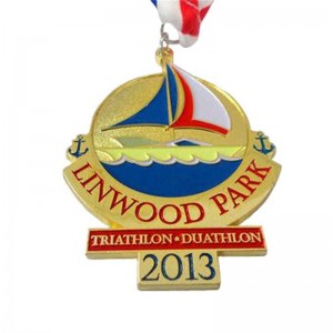 Fashion Design 3D Metal Metal Medalie și Trofee personalizate Duatlon Triatlon Running Gold Award cu panglică