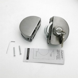 GDL001 201 Oțel inoxidabil Comercial Durabil Metal Metal Grom Sticlă Blocare de securitate anti-furt, Blocare cu balamală dublă cu balamale fără margini Blocă glisantă