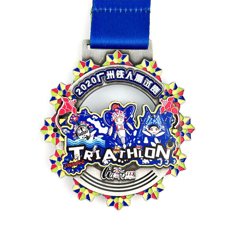 Medalie de triatlon cu email de metal personalizat gravat metal 3d