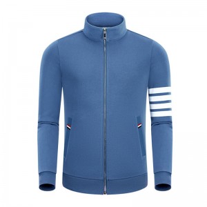 Primăvara și toamna Autând Four Bar Cotton Fashion Casual Casual Stand Guler pentru bărbați și femei cu mânecă lungă cu fermoar, cu fermoar lung