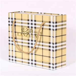 Geantă de hârtie verificată cu dungi