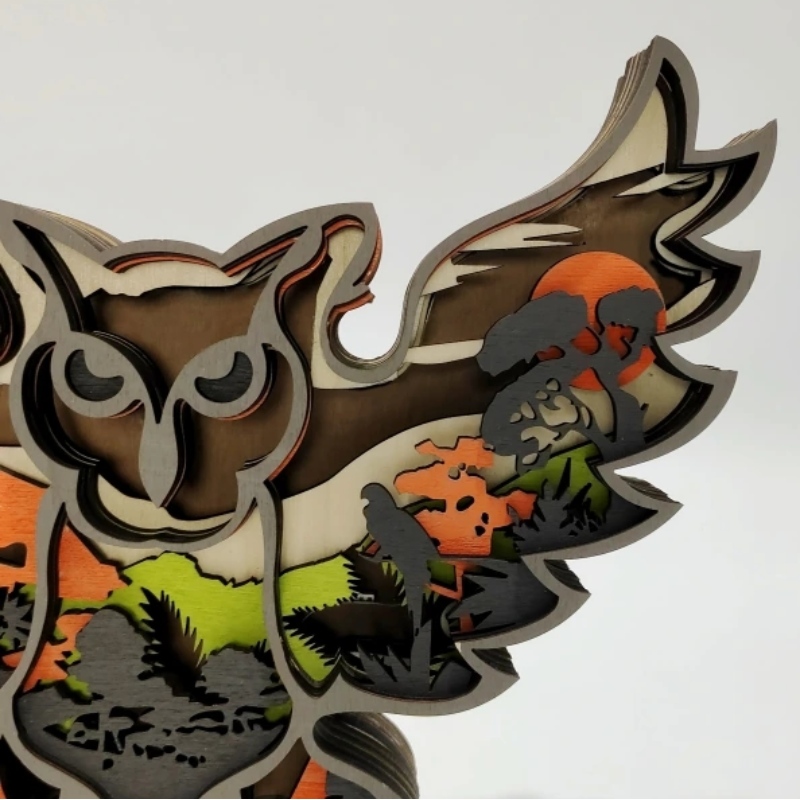 Ornamente de lemn cu bufniță pentru animale 3D