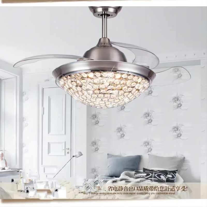 Ventilator de plafon K005 CHANDELIER CU LUMINE CU COLOR DE TOMEL 42 inch 3 cu candelabrul ventilatorului de cristal de difuzor