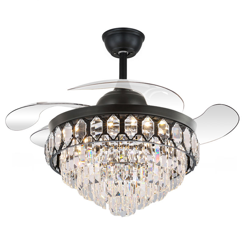 Ventilator de plafon K007 CHANDELIER CU LUMINE CU COLOR DE TOMEL 42 inch 3 cu candelabrul ventilatorului de cristal de difuzor