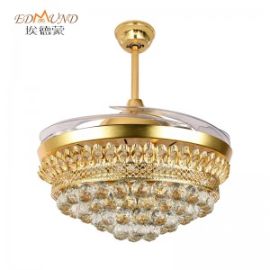 K006 Candelabru ventilator de tavan cu lumina cu telecomanda 42 inch 3 culori cu difuzor cristal fan candelabru