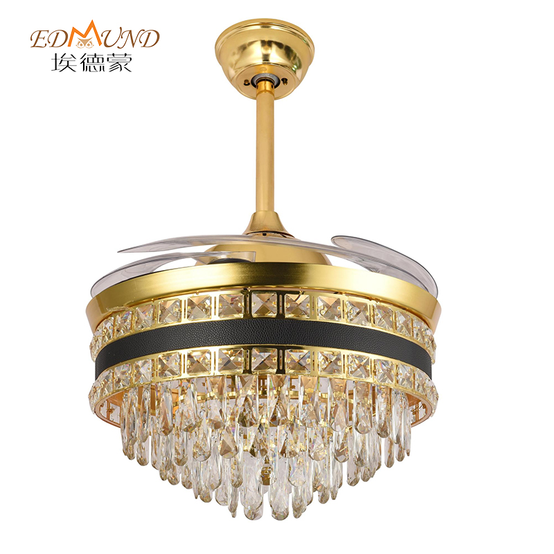 Ventilator de tavan K012 Candelabru cu lumină cu o culoare de 42 inci 3 de culoare cu candelabrul ventilatorului de cristal de difuzor de la distanță