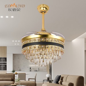 Ventilator de tavan K012 Candelabru cu lumină cu o culoare de 42 inci 3 de culoare cu candelabrul ventilatorului de cristal de difuzor de la distanță