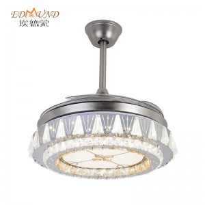 Ventilator de plafon K015 Candelabru cu lumină cu o culoare de 42 inci 3 de culoare cu candelabrul ventilatorului de cristal de difuzor de la distanță