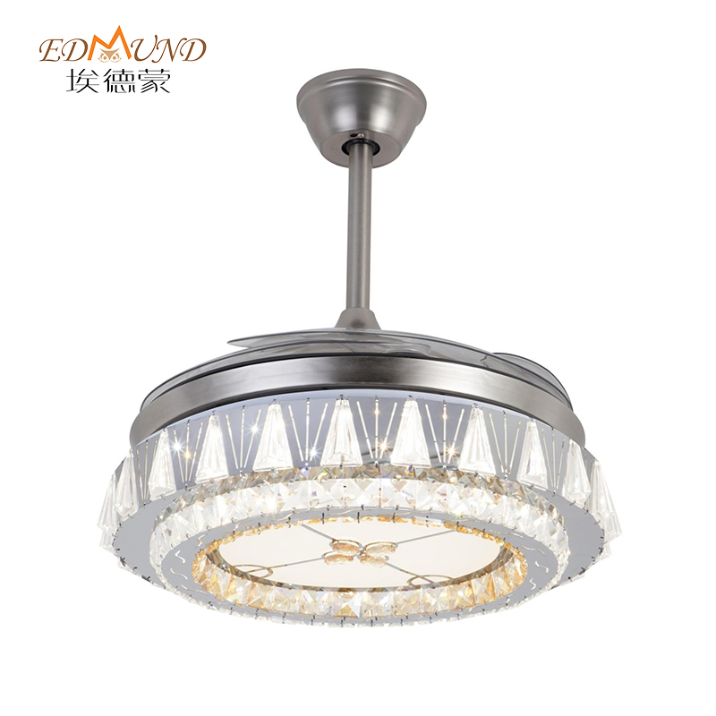 Ventilator de plafon K015 Candelabru cu lumină cu o culoare de 42 inci 3 de culoare cu candelabrul ventilatorului de cristal de difuzor de la distanță