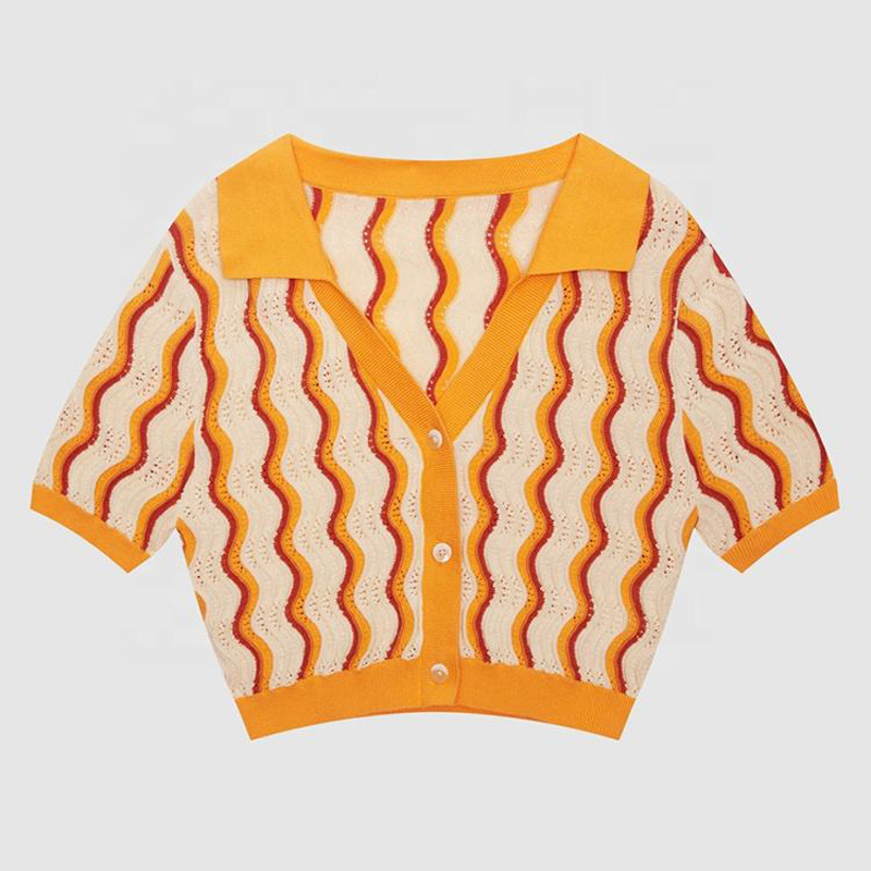 2023 Proiectarenouă pentru femei personalizate \\ tricotaje v tricot got desăvârșit culoarea solidă tricouri de vară de primăvară pulover cu mânecă scurtă tricotată cu mânecă tricotată