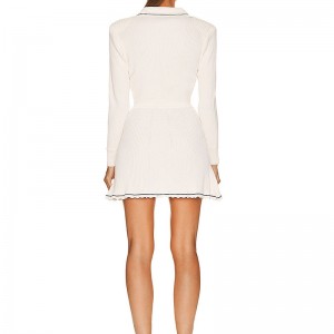 2023 Producător de tricoturi de tricot \\\\ Design de iarnă de toamnă în v-gât cu mânecă lungă cu mâneci lungi, rochie de pulover pentru femei de lux