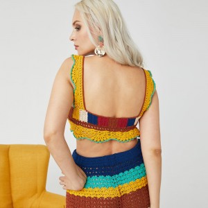 Croșetă realizată de Croșetă Handmade Femeile Sexy Pulover Cult Crop Top Tricotat