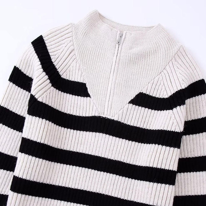 Autumn New Fashion Stripe Tricotat Pulover Vintage cu mânecă lungă Femeie Pulovers Chic Tops