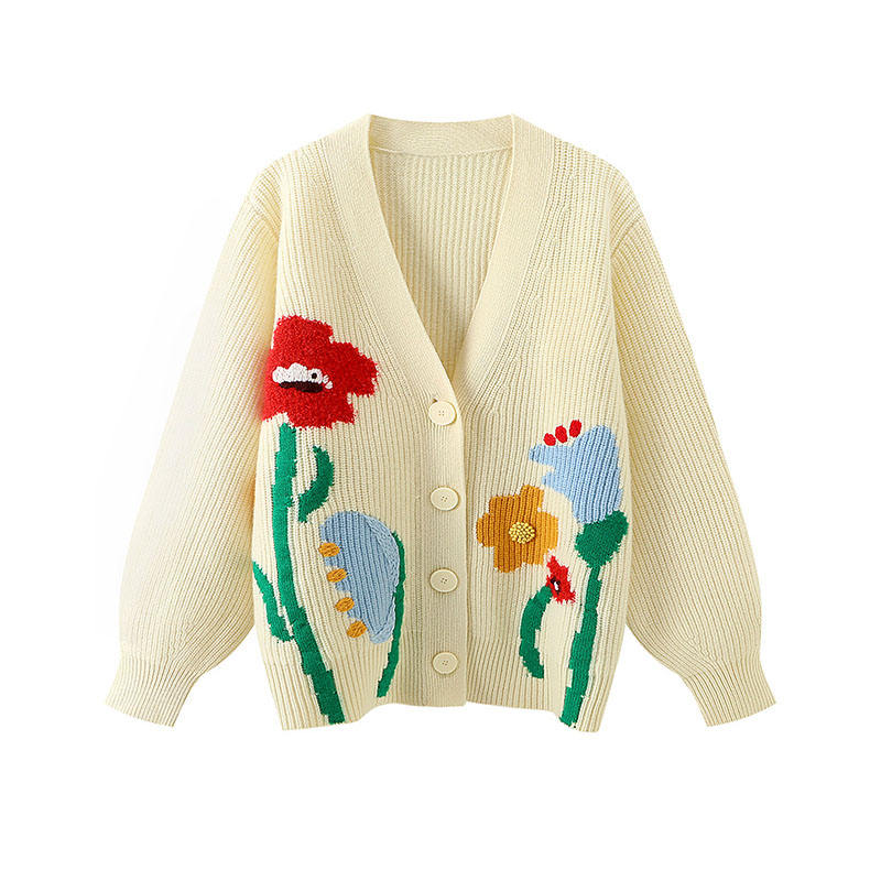 Pulovere pentru femei designer \\ Custom de broderi tricotate în v-gât, doamne Jacquard, cardigan, pulover de cardigan pentru femei