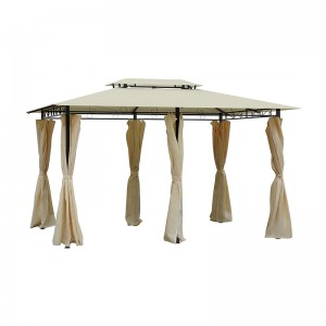 10 \\\\ \'x 13 \\\\\' foișor moale în aer liber pergola cu perdele, foișor cu ramă din oțel cu 2niveluri pentru terasă, cremă alb