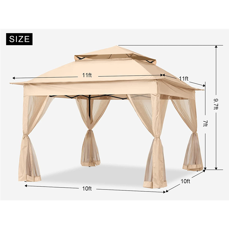 Consumabile de grădină Pergola aluminiu din foișor în aer liber, activitate în aer liber, cu plasă de țânțari, galben deschis