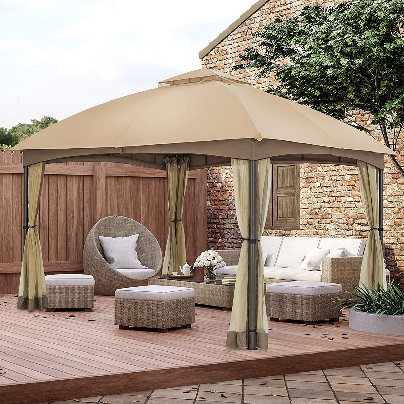 10x 12 Patio Dome Gazebo w/mosquito Netting, douăniveluri de top pentru peluza de grădină din curte