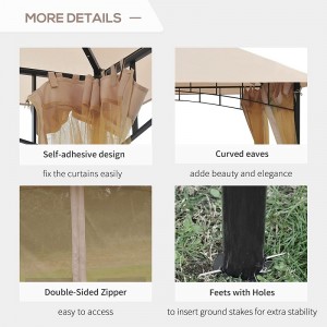 10 \\\\ \'x 10 \\\\\' terasă în aer liber cort de baldachin cu pereți laterali de plasă, baldachin pe 2niveluri pentru curte, bej