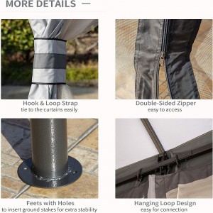 10 \\\\ \'x 12 \\\\\' foișor în aer liber foișor de coajă de coajă de coajă cu acoperiș cu ventilator, cu ochiuri de plasă cu fermoar, gri