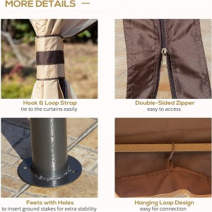 12 \\\\ \'x 10 \\\\\' 2niveluri de coajă din foișor în aer liber pentru terasă cu pereți laterali cu ochiuri cu fermoar, bej