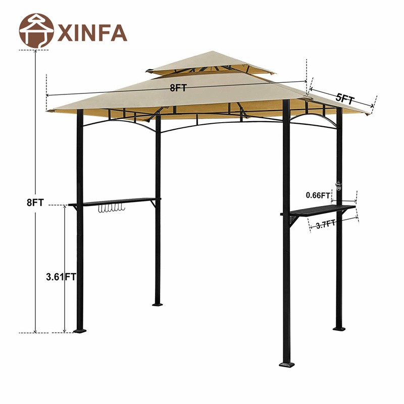 8 \\ 'x 5 \\' 2-nivel Canopy Top Grill Gazebo în aer liber Patio Barbecue adăpost cu ramă robustă din oțel