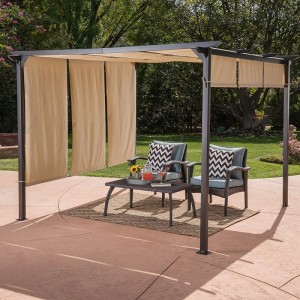 10 \\\\ \'x 10 \\\\\' retractabile pergola cort de foișor de pergola casă dione oțel în aer liber încadrat, maro