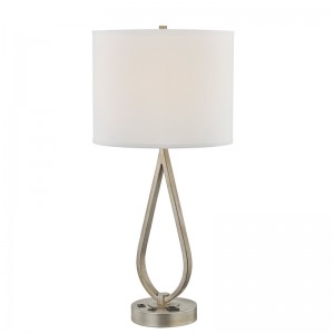 Lampa de birou de dormit cu finisaj antic argintiu, o lampă de birou cu o priză convenabilă și un port USB