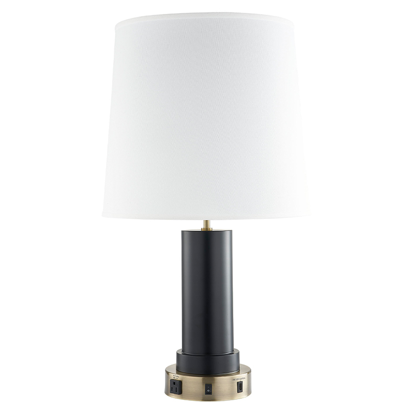 Lampă denoapte personalizată cu alamă antică și finisajnegru, un comutator de balansoare/off, o priză convenabilă și un port de încărcare USB la camera de oaspeți