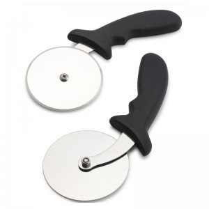 Pizza cu roată cu pizza cu oțel inoxidabil pentru pizza cu tăietor de pizza felie de pizza cu mâner din lemn ușor de curățat