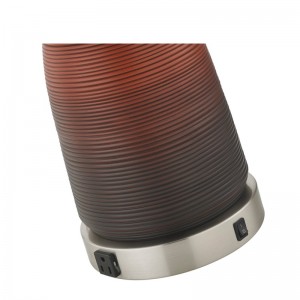 Lampa de masă de rășină hotelică cu corp de rășină cu gradient de chihlimbar și un comutator de balansoare pe/off, două prize convenabile la hotel oaspeți