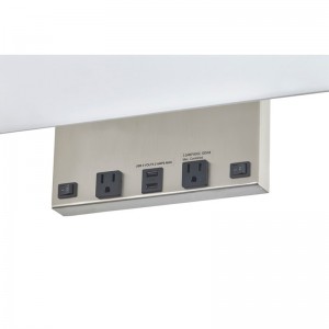 Lampa de perete dreptunghiulară Eagles Landing Hotel cu finisaj denichel periat, două comutatoare de rocker/off, două puncte de vânzare convenabile și un port USB dual la Hotel Guestroom