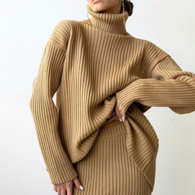 Iarnănouă modă personalizată Femei \\\\\\'s Turtleneck Turtleneck Costum de pulover tricotat