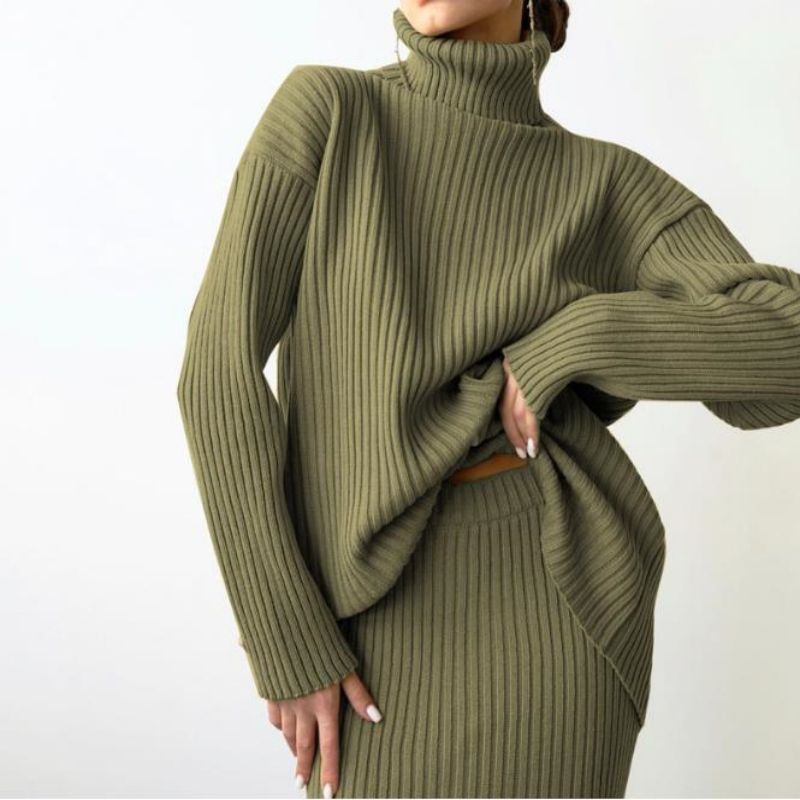 Iarnănouă modă personalizată Femei \\\\\\'s Turtleneck Turtleneck Costum de pulover tricotat