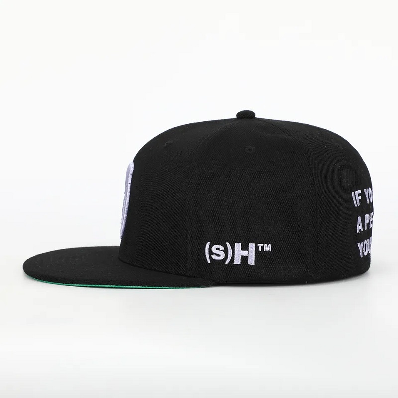 Personalizat cu 6 panou acrilicnegru închis înapoi flex fit gorras capac montat pălărie 3D broderie logo verde subbrim hip hop capac snapback