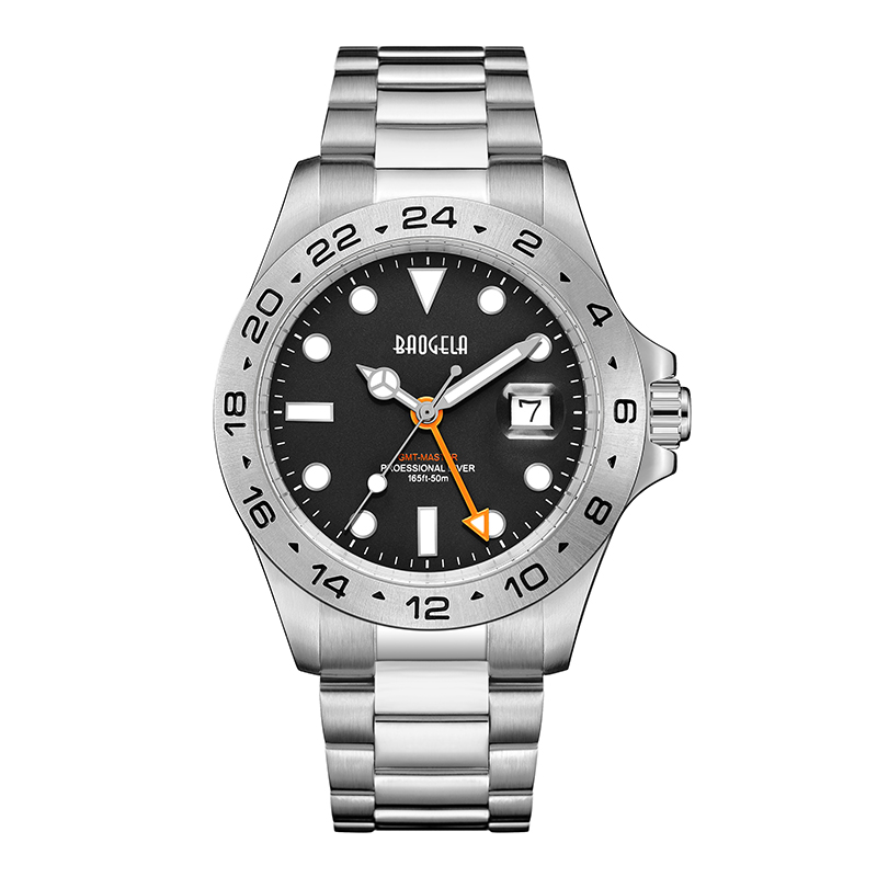 BAOGELA MEN MEN LUCUIT COMPLETĂ 304 Oțel inoxidabil mișcare elvețiană Dial luminos 50Bar Ashion Business Regio Masculino Wristwatch 22806