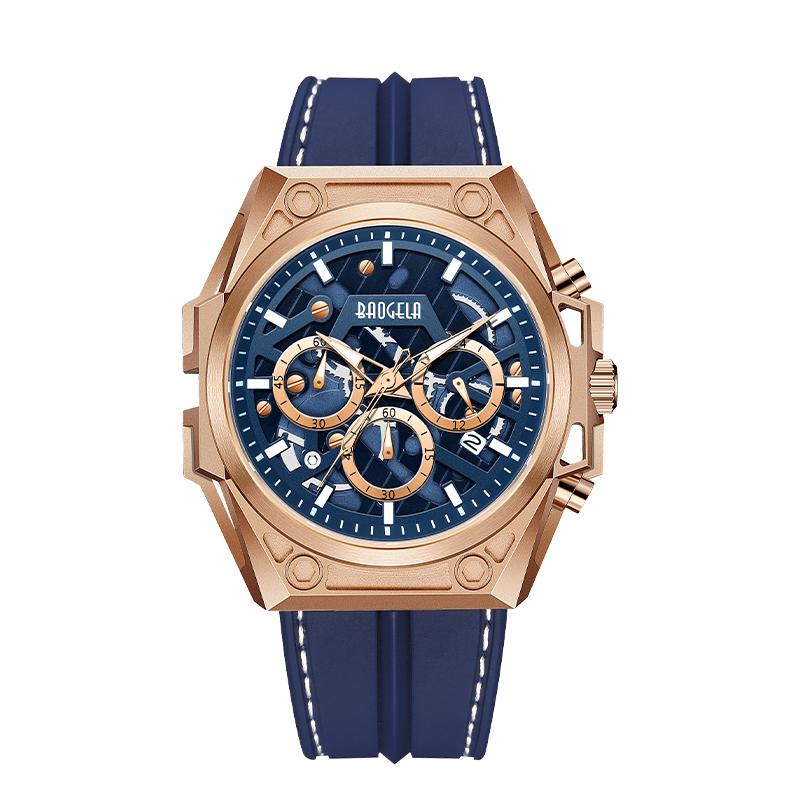 Ceasuri de lux din oțel inoxidabil Baogela Bărbați de lux Brand Sport Sport din piele curea de mână Cronograf Itepfroof Quartz Watch 22605