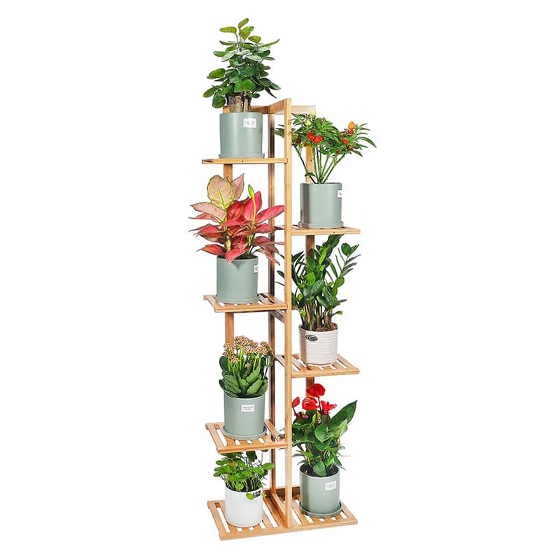 Custom Strat 6 Tier multifuncțional din lemn de bambus raft de flori în aer liber în aer liber