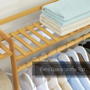 Trapezoidal pentru îmbrăcăminte independentă raft de îmbrăcăminte din bambus garderobă organizator de haine